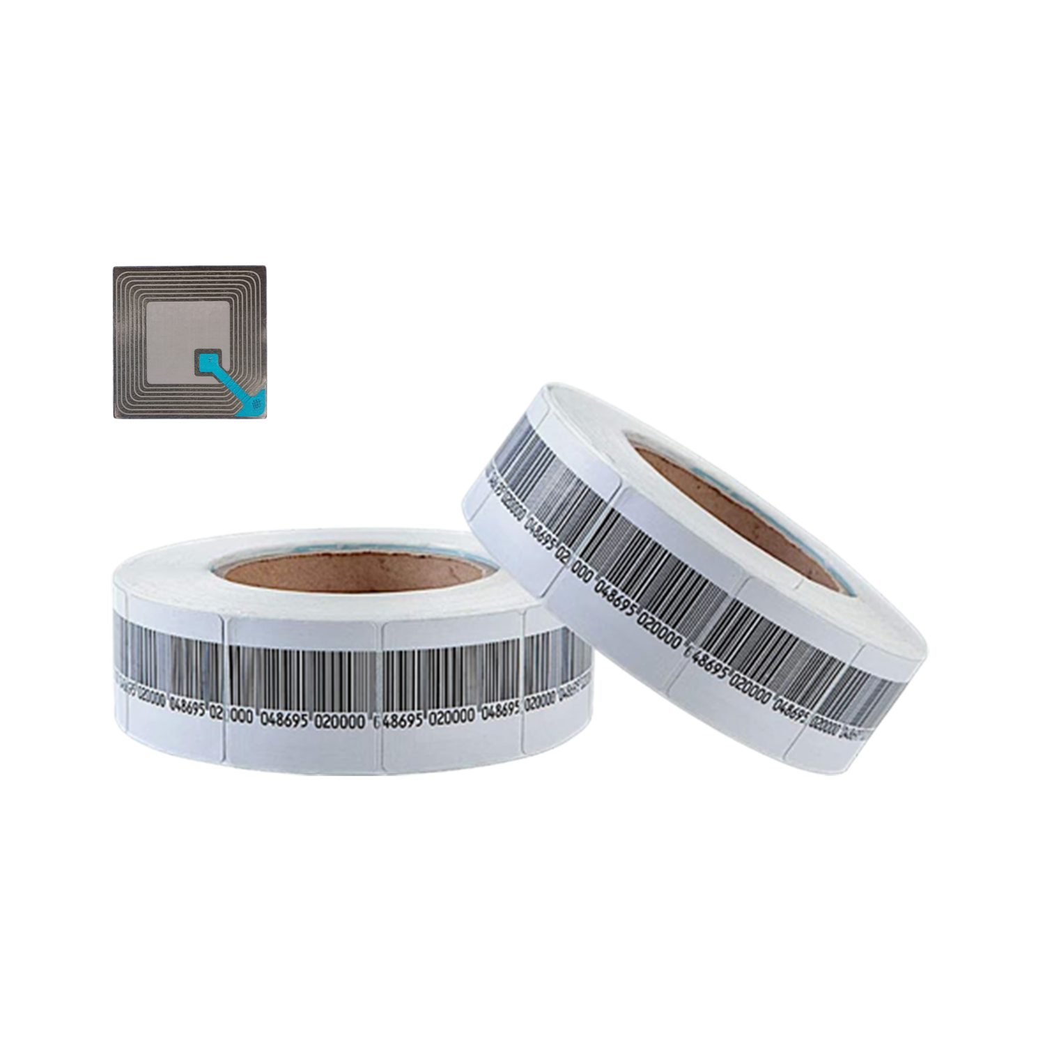 Alarma Etiqueta Suave con Código de Barra 5x5 cm 8.2 MHz (RF) | Rollo de 1.000 Unidades