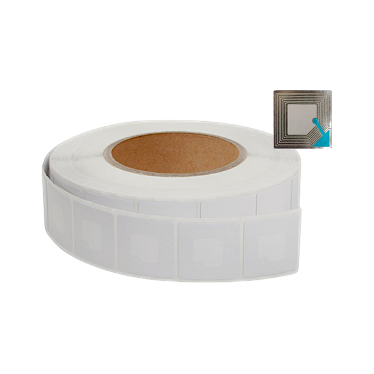 Alarma Etiqueta Suave Blanca 4x4 cm 8.2 MHz (RF) | Rollo de 1.000 Unidades